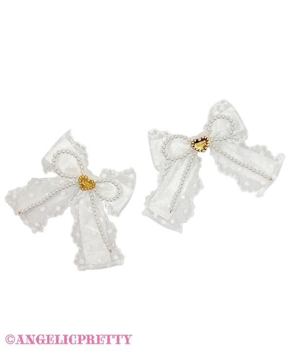 Sweet Actress Ribbon Clip Set - White - Click Image to Close