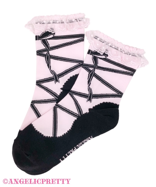 Toe Shoes Crew Socks - Pink x Black