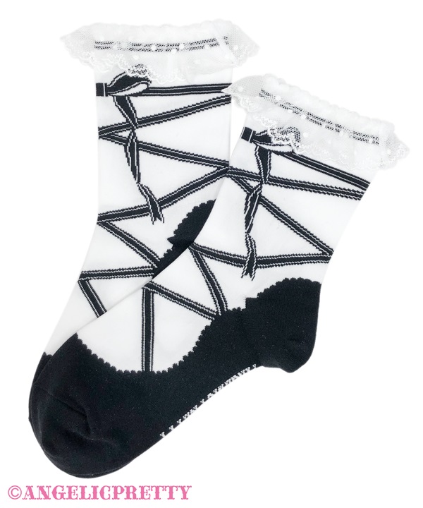 Toe Shoes Crew Socks - White x Black