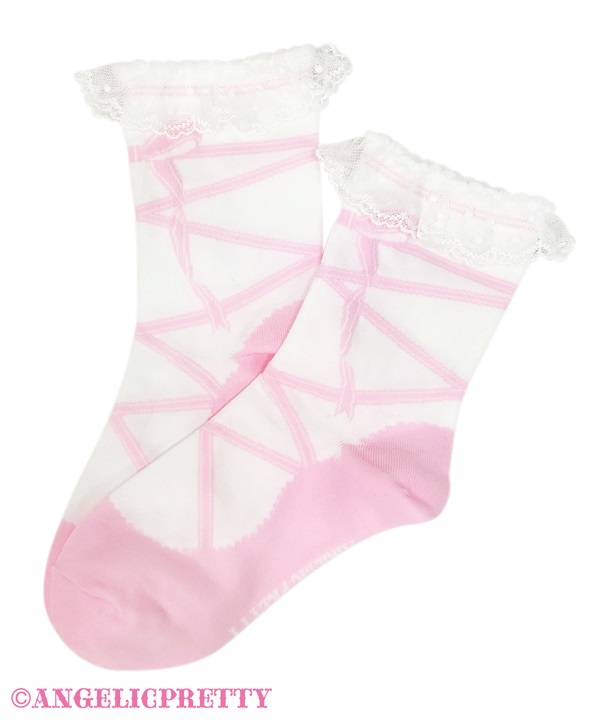 Toe Shoes Crew Socks - White x Pink