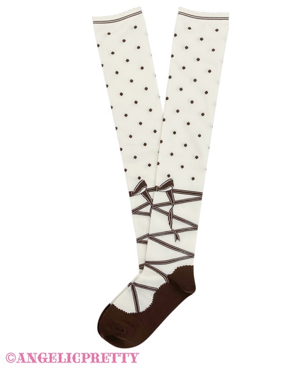 Toe Shoes Over Knee - Ivory x Brown - Click Image to Close