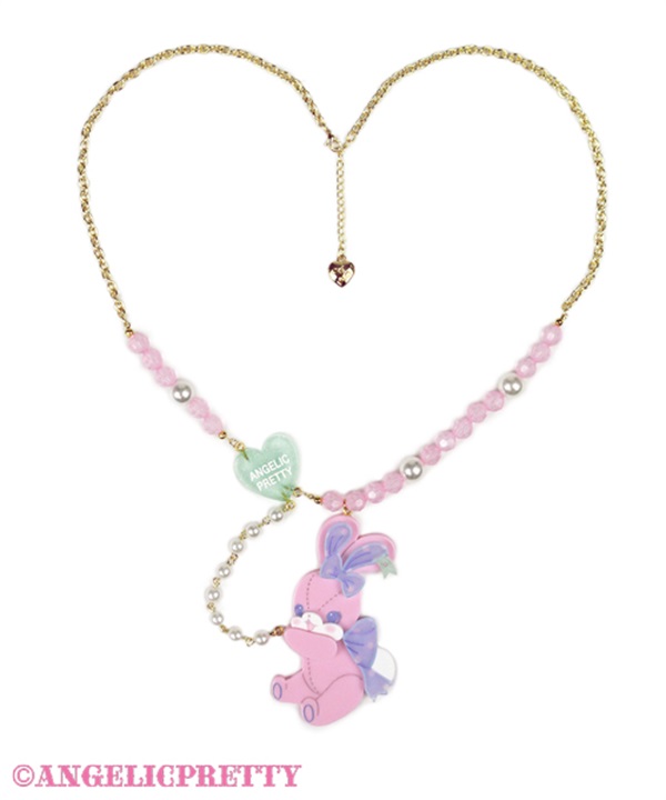 Happy Lyrical Bunny Necklace - Pink