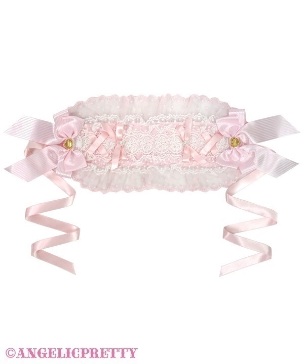 Lace Heart Charm Rose Lace Headdress - Pink